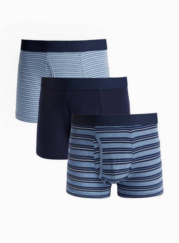 Blue Stripe Print Trunks 3 Pack M
